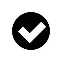Check mark icon with black circle. vector