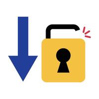 Security tolerance is lowered. Unlock icon. vector
