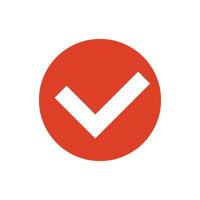 Round red checkmark icon. vector