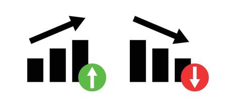 Up bar graph and down bar graph icon. vector