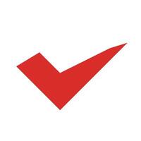 Red tick icon. Check mark. vector
