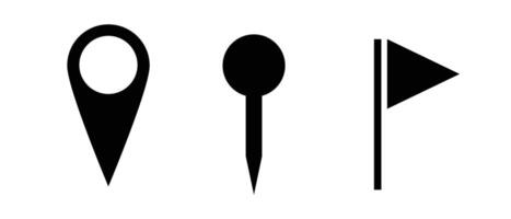 Icon set of map pin, thumbtack and flag. vector