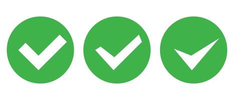 Set of check mark icons in various shapes. Success or authentication. vector