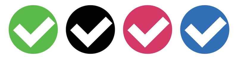Set of circle check mark icons vector
