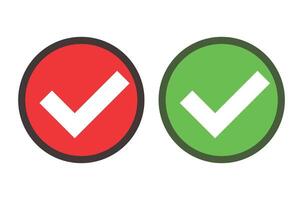 Red and green check mark icon set. vector