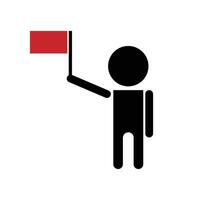 Pictogram of a man holding a red flag. vector