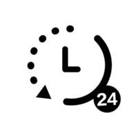 24 hour clock icon. open 24 hours a day. vector