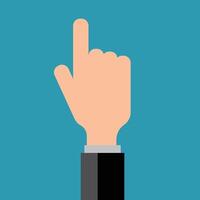 Sign of a male hand holding up an index finger. Expressions of tapping and clicking on something are possible. vector