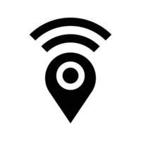 Map pin and wifi silhouette icon. vector