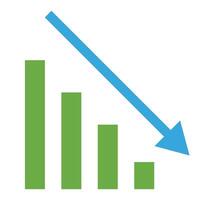 Decreasing arrow and bar graph icon. vector