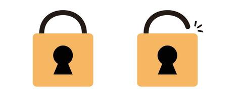 Locked and unlocked lock icons. Security symbol for website design, logo, app, UI. vector