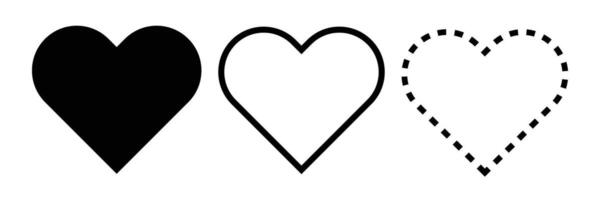 Silhouettes of heart icons in various shapes vector