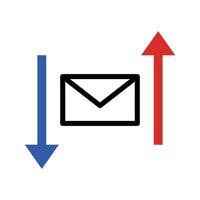 Mail icon and upload and download arrow icons. vector