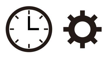 A set of clock and gear icons. vector