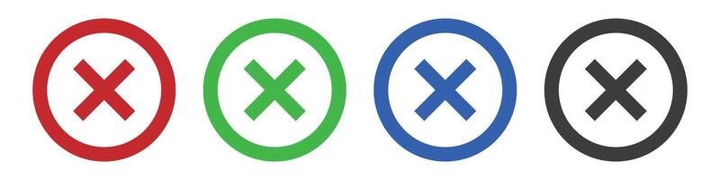 A set of colorful icons with a cross mark symbol. vector