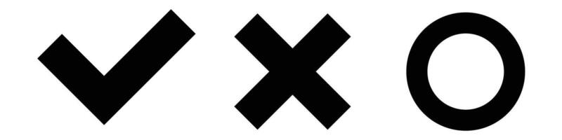Check mark, cross mark and circle silhouette icon. vector