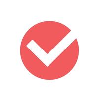 Red checkmark icon. Success and authentication. vector