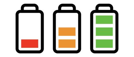 A set of battery icons for each charge level. vector