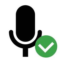 Microphone icon and check mark icon. vector