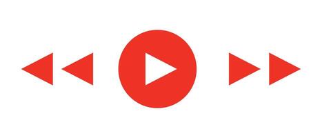 A set of icons for a play button, a fast forward button, and a rewind button. vector