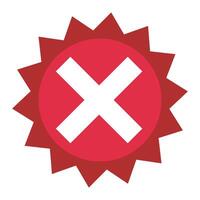 Cross-marked badge icon. Problems and negations. Vectors. vector