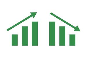 A set of icons for rising and falling bar graph. Business and investment results. vector