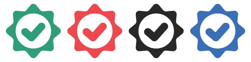 Badge icon set with check mark. vector