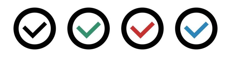 Check mark or tick icons. Icons for tasks and tests. vector