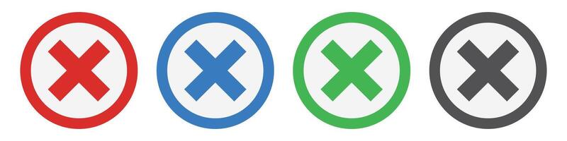 Cross mark icon set. Deletion and prohibition. vector