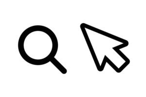 Set of magnifying glass and mouse cursor icons. vector