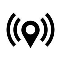 Map pins and radio silhouette. vector
