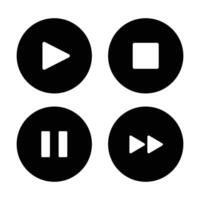Control button set. Play button, Stop button, Pause button. Fast forward and rewind button. vector