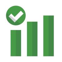 Bar graph and check mark. Success of business. vector