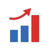 Rise in sales. Rising arrow and bar graph. Record high sales. vector