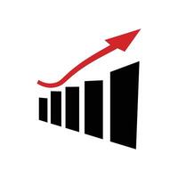 Fast growing bar graph and arrow icon. vector