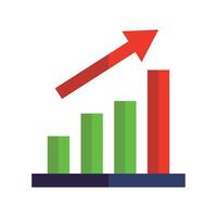 Bar chart and arrow icons for best result. . vector