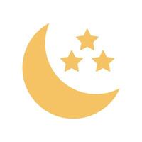 Crescent moon and star icon set. vector