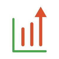 Bar chart icon with ascending arrow. vector