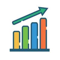 Modern bar chart and rising arrow. Graph showing business and investment. vector