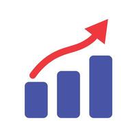 Rising bar chart and arrow icon. Investment and business data. vector
