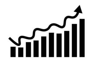Silhouette of a bar graph and arrows that gradually grow. vector