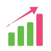 Up arrow and bar graph icon. vector