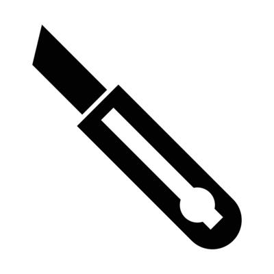 Silhouette icon of cutter. A tool for cutting cardboard and other materials.
