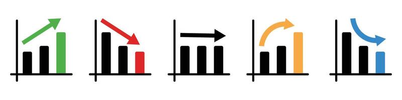 Set of bar chart icons in various styles. vector