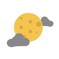 Cratered moon and black clouds. Night. vector