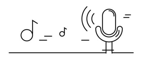 Simple microphone and a musical note. Music and rhythm. vector