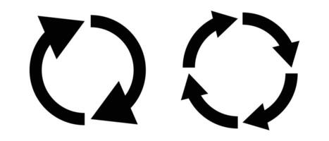 Refresh and reload. A set of arrow icons for synchronization and reboot. Rotation arrows. vector