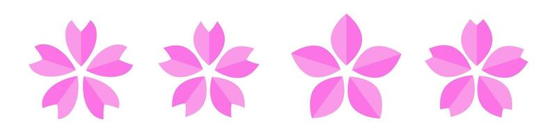 Set of cherry blossom icons in various styles. vector