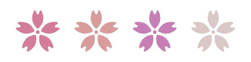 Cherry blossom icon set in different colors. vector