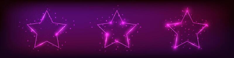 Set of neon frames with shining effects vector